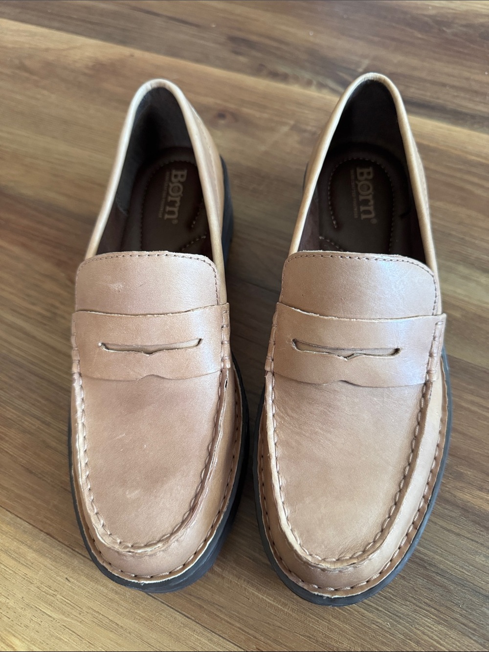 Born Women’s Light Brown Leather Penny Loafers